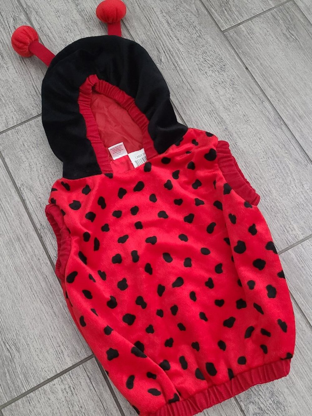 Vintage 1999 Celebration Halloween Ladybug Costume 12-24M Plush Hooded